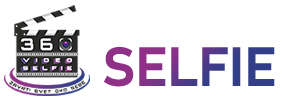 360 stepeni video selfie logo horizontalni beli